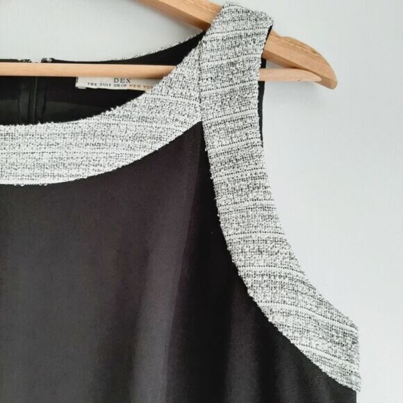 DEX Classic Colorblock Sheath Knee Length Midi Dress Black & Grey Sz M - Picture 5 of 13